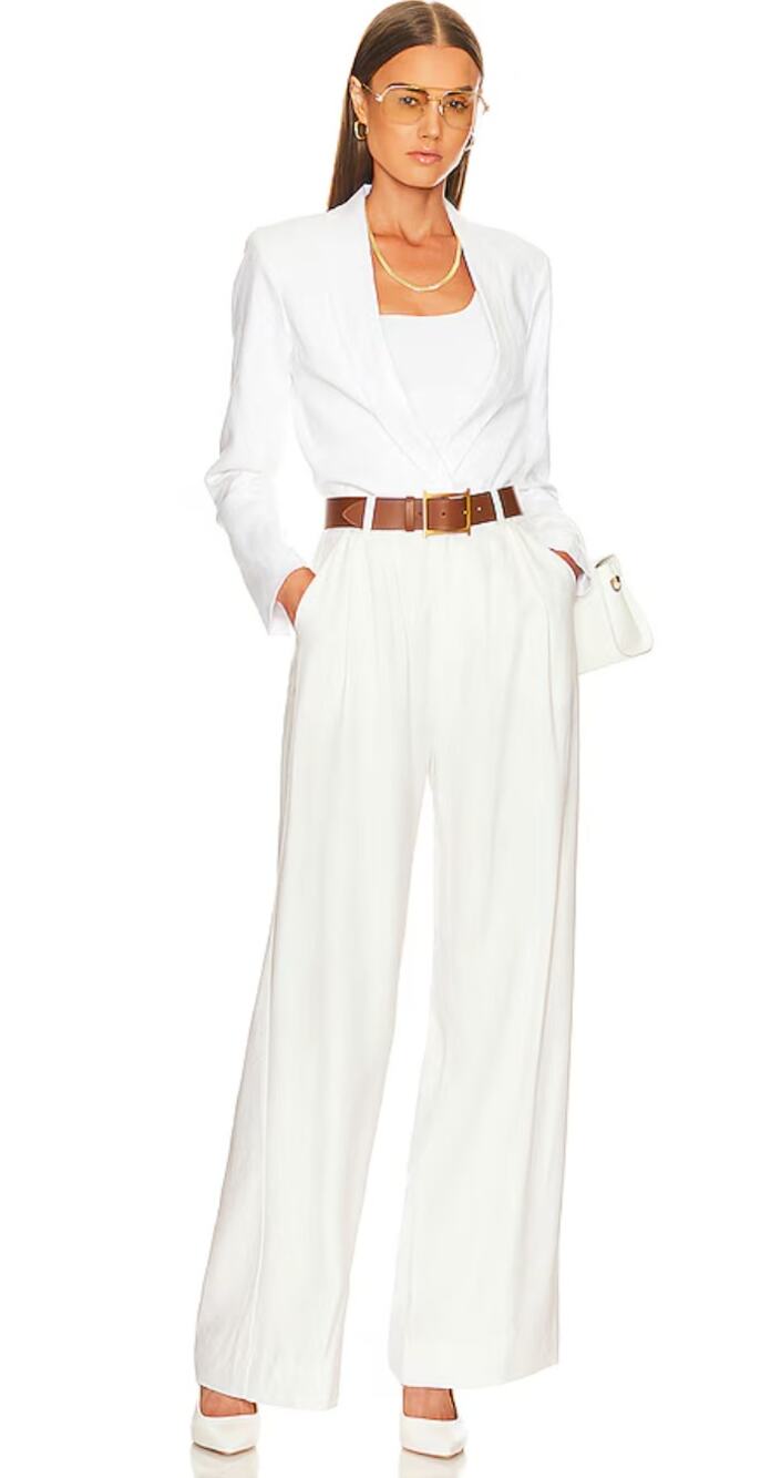 Nonchalant Womens L White Fabi Wide Leg High Rise Lightweight Luxury Pants